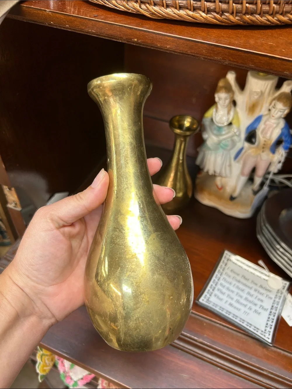 Vintage 6” & 8” Pair of Brass Bud Vases